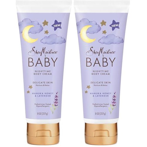 SheaMoisture Baby Moisturizer Manuka Honey & Lavender for Delicate Hair and Skin Nighttime Hair and Skin Care Regimen 8 oz,(Pack of 2)