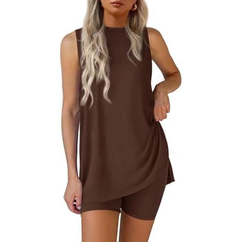 PRETTYGARDEN 2 Piece Sets for Women 2025 Summer Matching Lounge Shorts Set Resort Airport Travel Loungewear Outfits Clothing