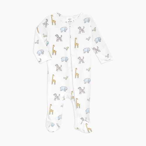 Aden + Anais Comfort Knit Longsleeve Zip One-Piece - Jungle Jammin, 0-3 months