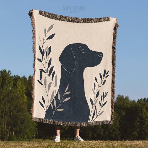 Black Lab Baby Blanket, Dog Lover Woven Blanket, New Baby Gift, Dog Nursery Decor Dog Blanket, Gift for Labrador Mom, Puppy Nursery Baby
