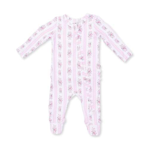 Bella Rose Stripe - 2 Way Ruffle Back Zipper Footie – Angel Dear