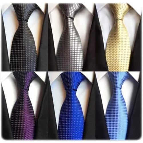 WeiShang Lote de 6 corbatas clásicas de seda para hombre, corbatas tejidas jacquard