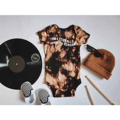 I'm Literally About To Scream | Baby Bodysuit | Funny Retro Parody | Trendy & Alternative Infant and Toddler Styles