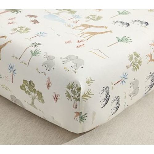 Organic Noahs Ark Crib Fitted Sheet , Multi