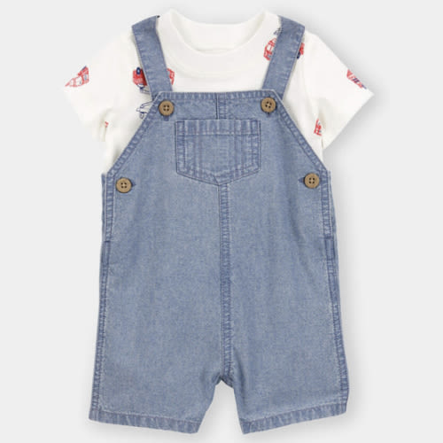 Baby Boy Chambray Shortall Set - Indigo | Carter's