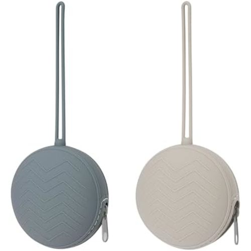 2 Pack Silicone Pacifier Holder Case, Light Grey/Tradewinds