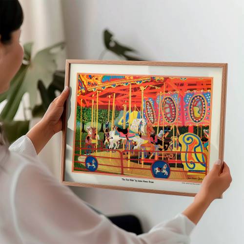 Carousel Horse Art Print Wall Art "The First Ride" Circus Hobby Horse Amusement Park, Home Decor, Childs Room, Birthday, Vintage Like New