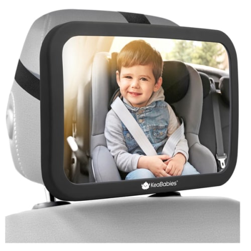 Amazon.com: KeaBabies Baby Car Seat Mirror, Wide View, Shatterproof (Matte Black) | Backseat Infant Car Mirror for Baby Rear Facing, Crystal Clear View, Travel, Easy Install & Adjust for Removable Headrest
