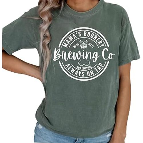 Women Maternity Shirt Comfort Colors Breastfeeding Nursing Friendly Zip Tshirt Mama's Boobery Always On Tap Tops