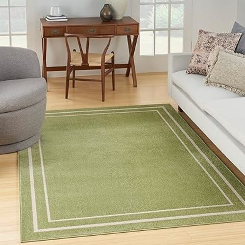 Nourison Home Nourison Essentials Green Ivory 5' x 7' Area Rug - Easy Clean, Non Shedding, Bed Room, Living Room, Dining Room, Kitchen (5' x 7')