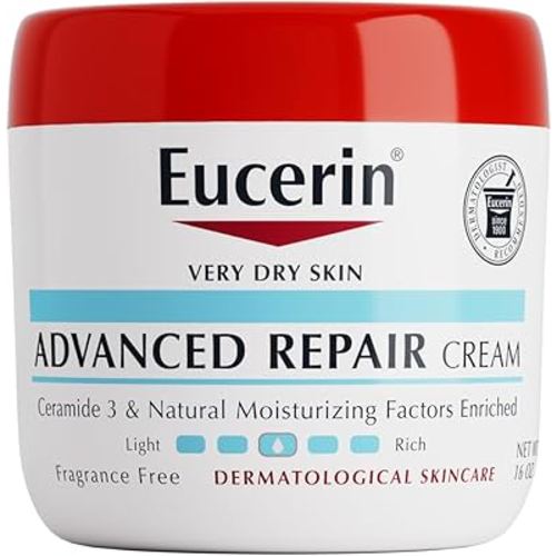 Eucerin Advanced Repair Body Cream for Very Dry Skin, Fragrance Free Daily Body Moisturizer, 16 Oz Jar