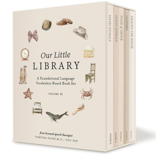 Our Little Library Vol. 2: First 100 Words Board Book Box Set, including Ocean Animals, Safari Animals, Food and Drink, Clothes, and Around the House (Tabitha Paige Children's Book Series)