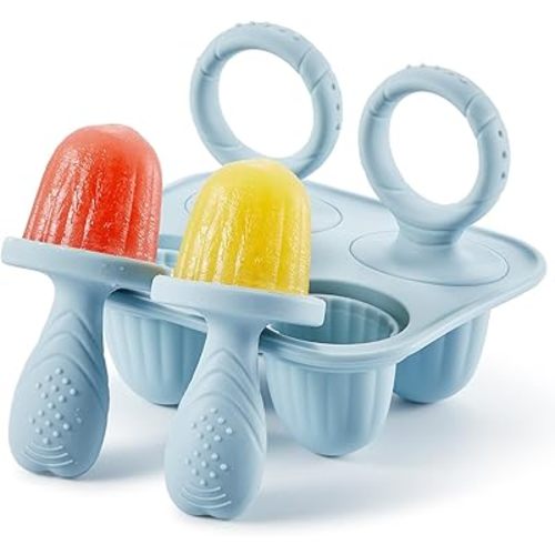 Toddler Popsicles Molds 1 Pack 4 Handle, BPA Free, Silicone Baby Popsicles Molds Easy Release Ice Cream Molds Reusable