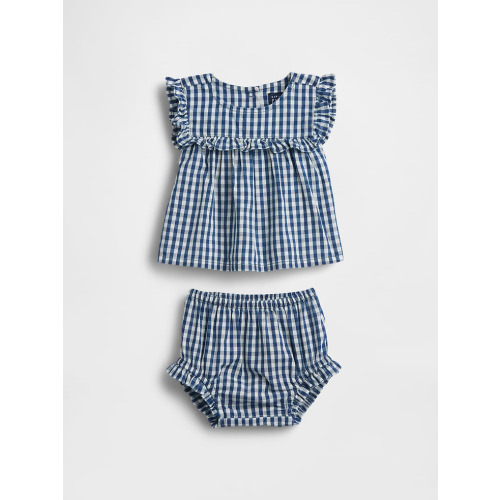 Baby Gingham Denim Ruffle Outfit Set