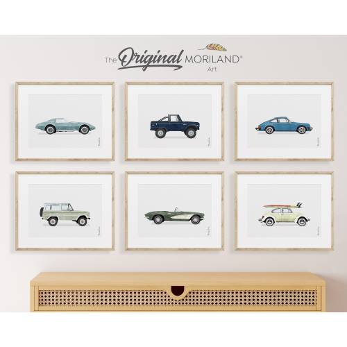 Classic Cars Art Prints - Printable Set of 6, Car Poster, Boy Nursery Decor, Car Prints, Nursery Prints, LAND154 | MORILAND®