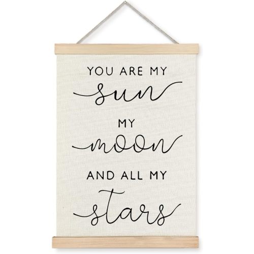 Supwhd Nursery Wall Decor, You are My Sun My Moon and All My Stars Poster Hanger Frame Wall Decor for Decor for Girl Boy Kids Teen Room Playroom Nursery, 12x16 Inches