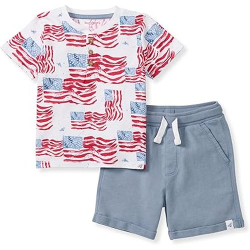 Burt's Bees Baby baby-boys Short Sleeve Shirt and Pant Set, Top & Bottom Outfit, 100% Organic Cotton