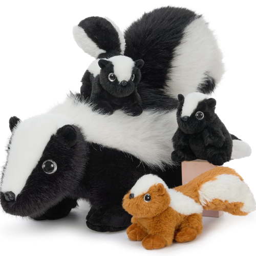 MaoGoLan 4 Pcs 22" Skunk Stuffed Animals Mommy Skunk with 3 Baby Skunks Woodland Animal Plush Toy Stuffed Skunk toys