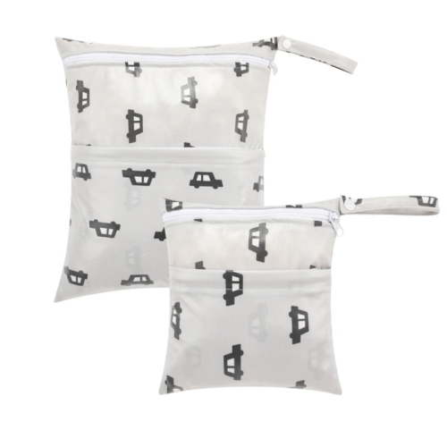 NoriNori 2pcs Wet Dry Bags,Waterproof Reusable Cloth Diaper Wet Dry Bags for Travel,Diapers,Dirty Gym Clothes and Toiletries