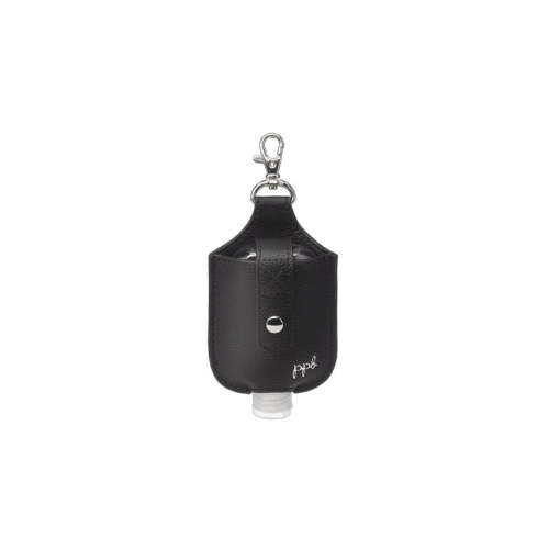 Clip & Clean Hand Sanitizer Pouch in Silver/Pebbled Black Leatherette