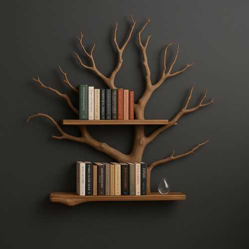 Tree Book Shelf, Driftwood Branch Floating Bookshelf, Wall Mount Bookcase