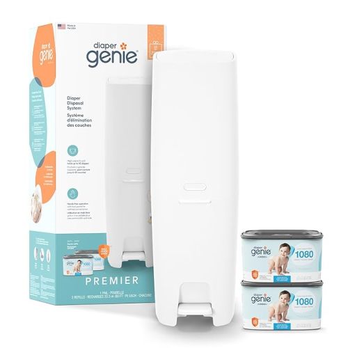 Diaper Genie Premier Diaper Pail Gift Set with 2 Jumbo+ Square Refills