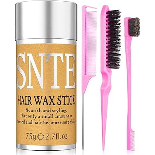 Hair Wax Stick Slick Back Hair Brush Set – Flyaway & Frizz Control for Sleek Ponytails, Buns, and Updos – Styling Accessories for Ballet, Dance Recitals, and Gifts