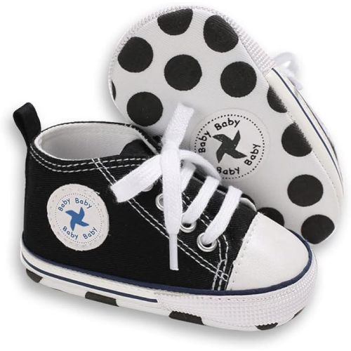 Sekantrol Unisex Baby Girls Boys Shoes Infant Soft Sole Canvas Newborn First Walkers High Top Anti-Slip Sneakers