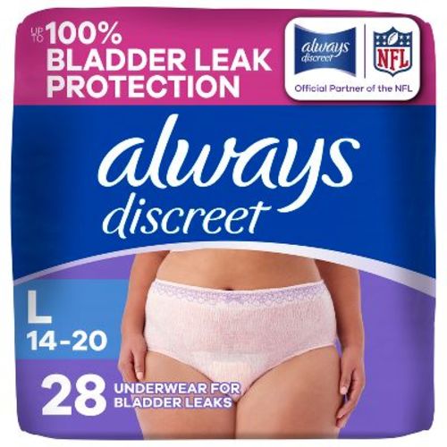 Always Discreet Adult Postpartum Incontinence Underwear for Women - Maximum Protection - Large - 28ct