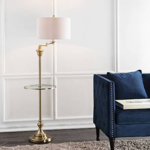JONATHAN Y Cora Metal/Glass Transitional 60-in Brass Gold Shelf Floor Lamp JYL3055A at Lowes.com