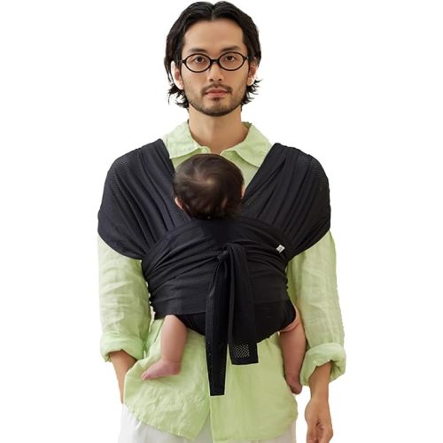 Konny Baby Carrier Flex AirMesh with Head Support- Adjustable, Easy to Wear Baby Wrap Sling, Perfect for Newborn Babies Essentials up to 44 lbs (XS-XL) - Black