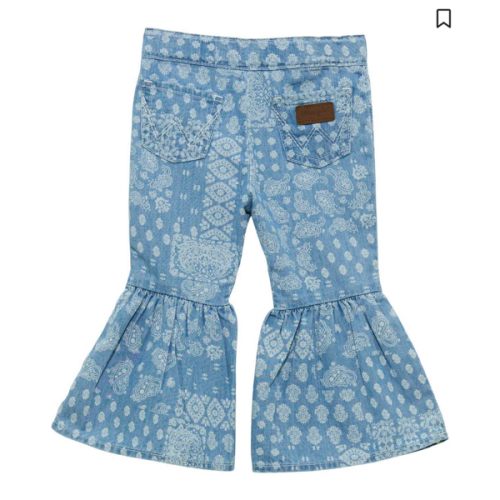 Wrangler Infant Girls' Light Wash Bandana Print Flare Denim Jeans | Sheplers