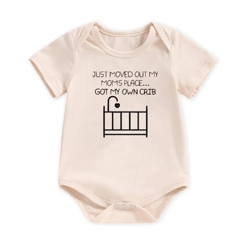 Infant Newborn Baby Boys Girls Bodysuit Short Sleeve Funny Letters Print Romper Reveal Romper Coming Home Outfit