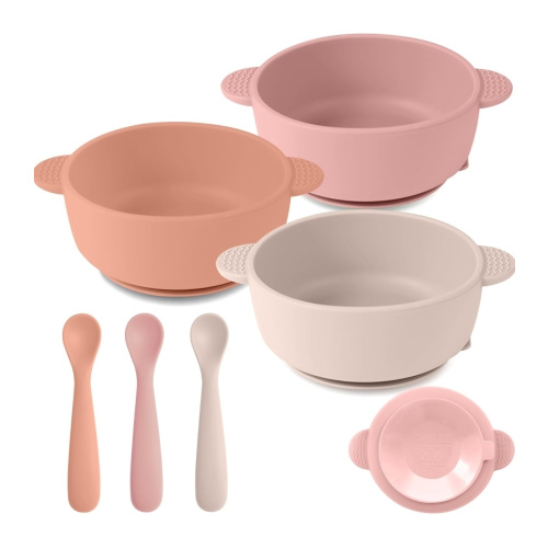 3 Pack Baby Bowls with Suction and 3 Pack Baby Spoons, BPA Free