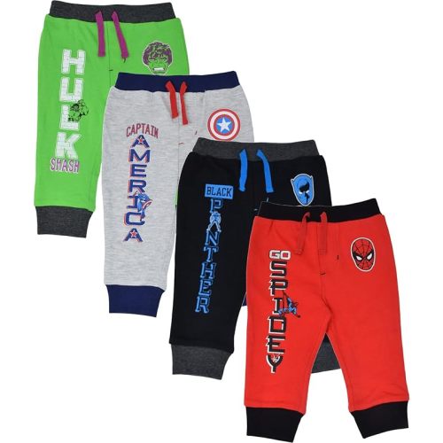 Marvel Avengers Hulk Black Panther Captain America Baby 4 Pack Jogger Pants Newborn to Big Kid