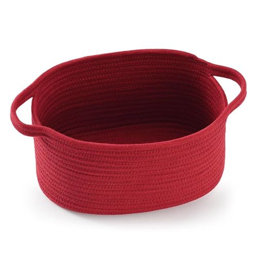 Cute Burgundy Woven Gift Basket with Handle – Empty Baskets for Christmas, Valentine's Day Birthday Raffle, Decorative Storage Organizer Box for Toys Gifts Seasonal Decor (13"D x 8"W x 6"H)