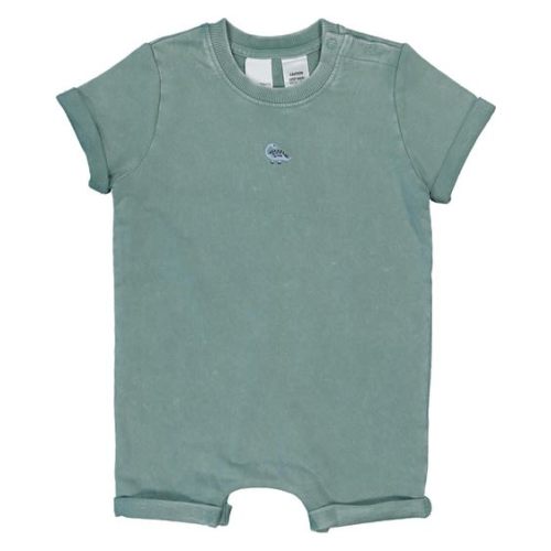 Medium Green Baby Vintage Wash Short Sleeve Romper | Best&Less™ Online