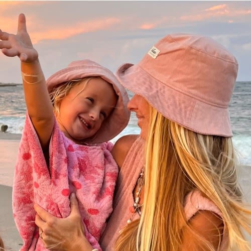 Matching Mommy and Baby Corduroy Bucket Hat Set - Blush Pink – Blue Corduroy