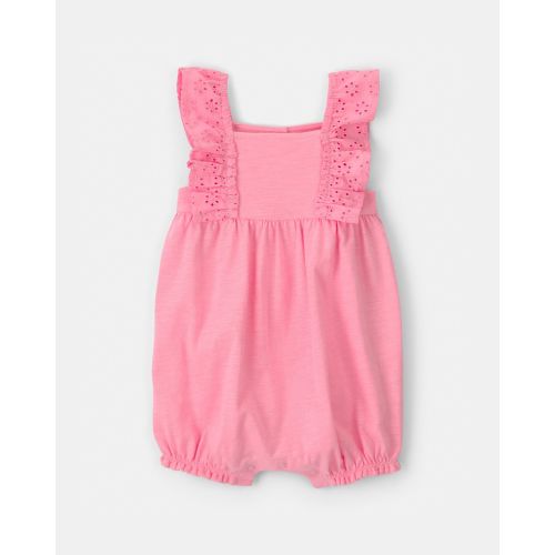 Baby Girl Eyelet Sleeveless Romper - Pink | Carter's