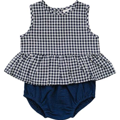 Navy Gingham Peplum Set – Mebie Baby