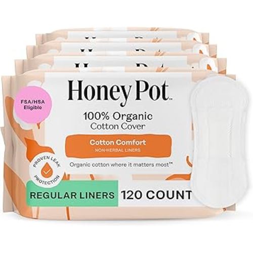 The Honey Pot Company - 120ct - Non-Herbal Everyday Panty Liners for Women - Organic Cotton Cover & Ultra-Absorbent Pulp Core - Sanitary Pads - Feminine Care