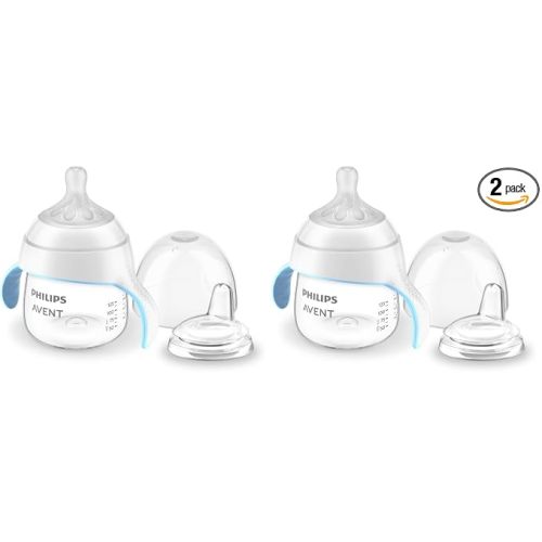 Philips Avent Natural Trainer Cup with Extra Fast Flow Natural Response Nipple (Flow 5) and Soft Spout, 5oz, SCF263/01 (Pack of 2)