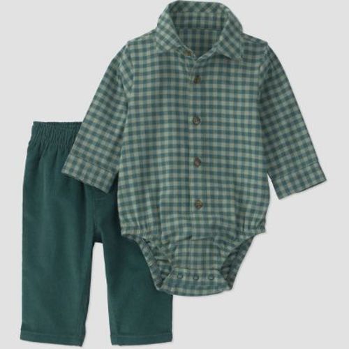 Carter's Just One You® Baby Boys' 2pc Flannel Bodysuit and Corduroy Pants Set - Green 6M