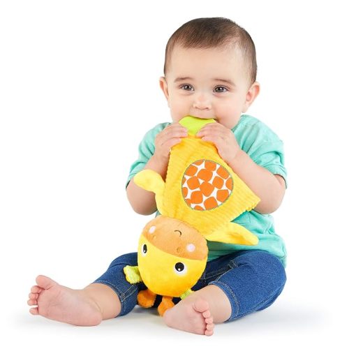 Bright Starts Snuggle & Teethe BPA-Free Crinkle Teething Plush Baby Toy - Elephant