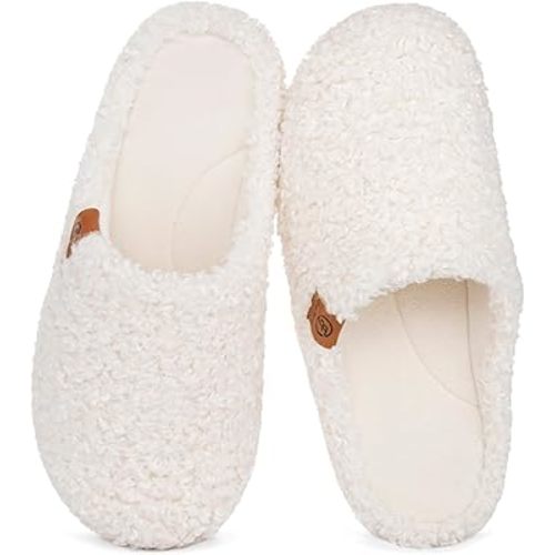 EverFoams Women‘s Fuzzy Clog Slippers with Slip on Footbed for Indoor Outdoor