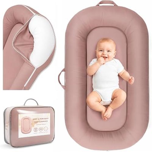 Alened Baby Lounger for Newborns 0-24 Months, Pink Infant Support Cushion