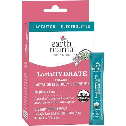 Earth Mama Organic LactaHYDRATE Electrolyte Drink Mix, 15 Count