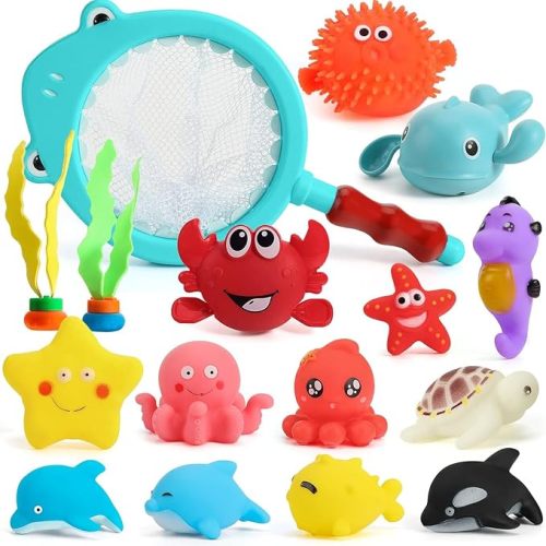 16 PCS Baby Bath Toys, Ocean Animal Theme