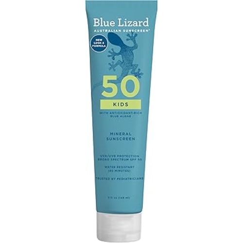 Blue Lizard Kids Mineral SPF 50 Sunscreen Lotion, 100% Mineral, Children’s Sunscreen, Water-Resistant Formula, Paraben-Free, Fragrance-Free, 5 fl oz