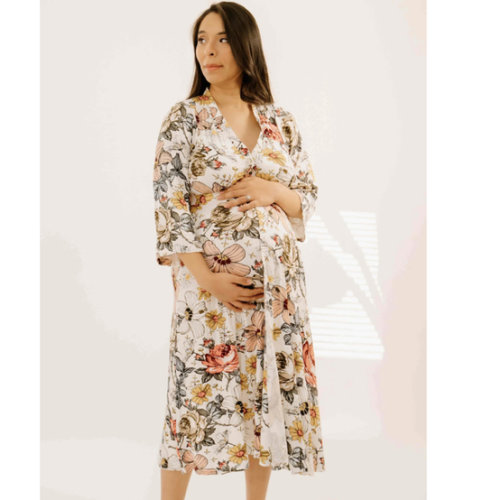 Lila Labor & Postpartum Gown in Vintage Floral